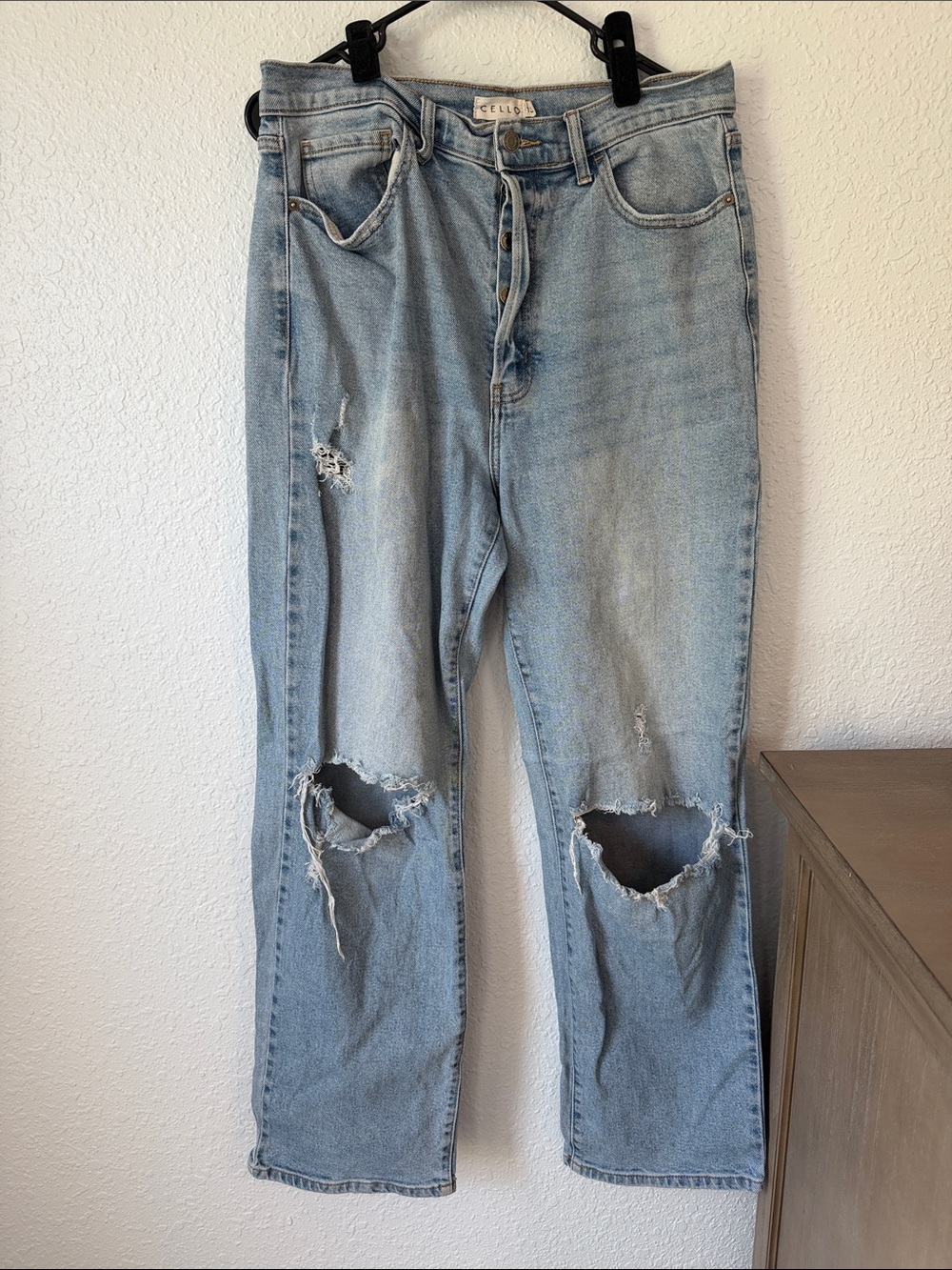 Cello Light Blue Relaxed Distressed Men's Jeans
